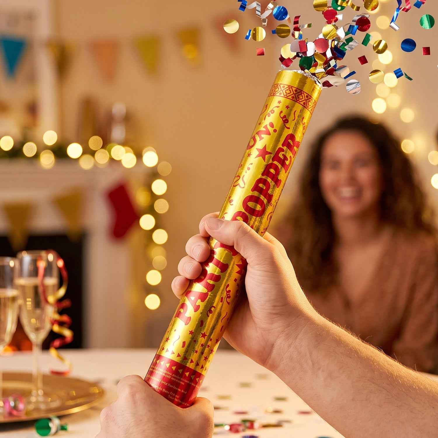 Golden Party Popper Confetti Cannon Shooter for Birthday and Celebr...