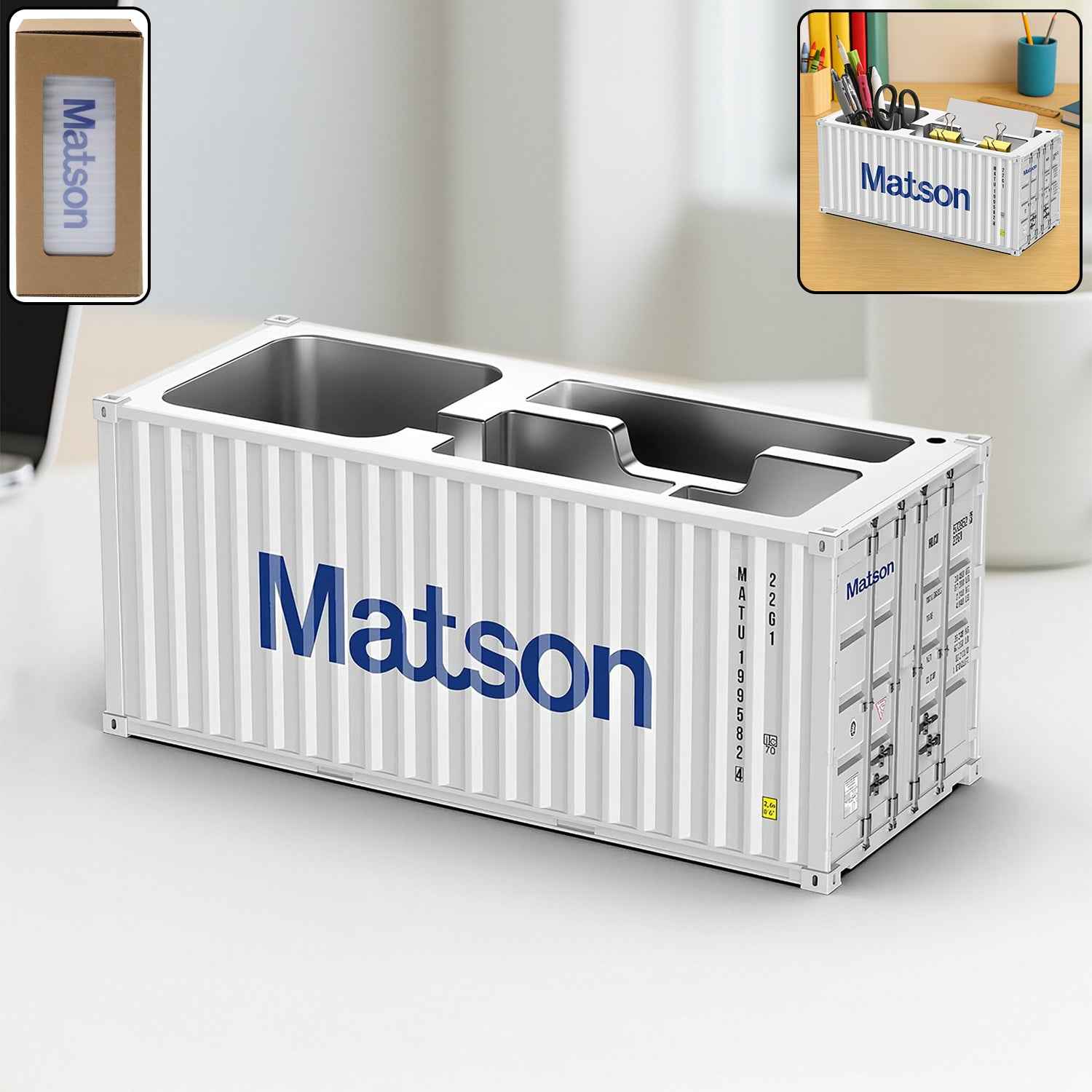 Container-Style Desk Organizer – Multi-Compartment Storage Box