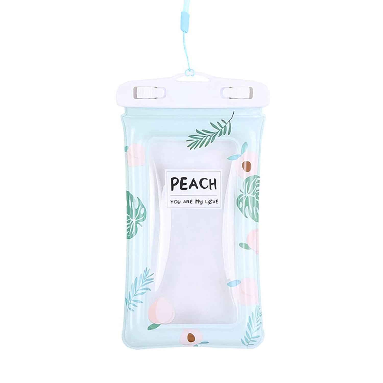 Waterproof Mobile Pouch – Peach Print with Adjustable Neck Strap