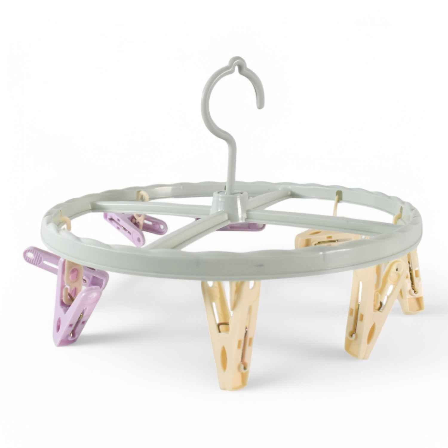 Clothespin Rack Laundry Drying Rack with 8 Clips – Compact & Windproof