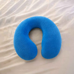 U Shaped Soft Neck Pillow Blue Travel Pillow Head Neck Support (1 Pc)