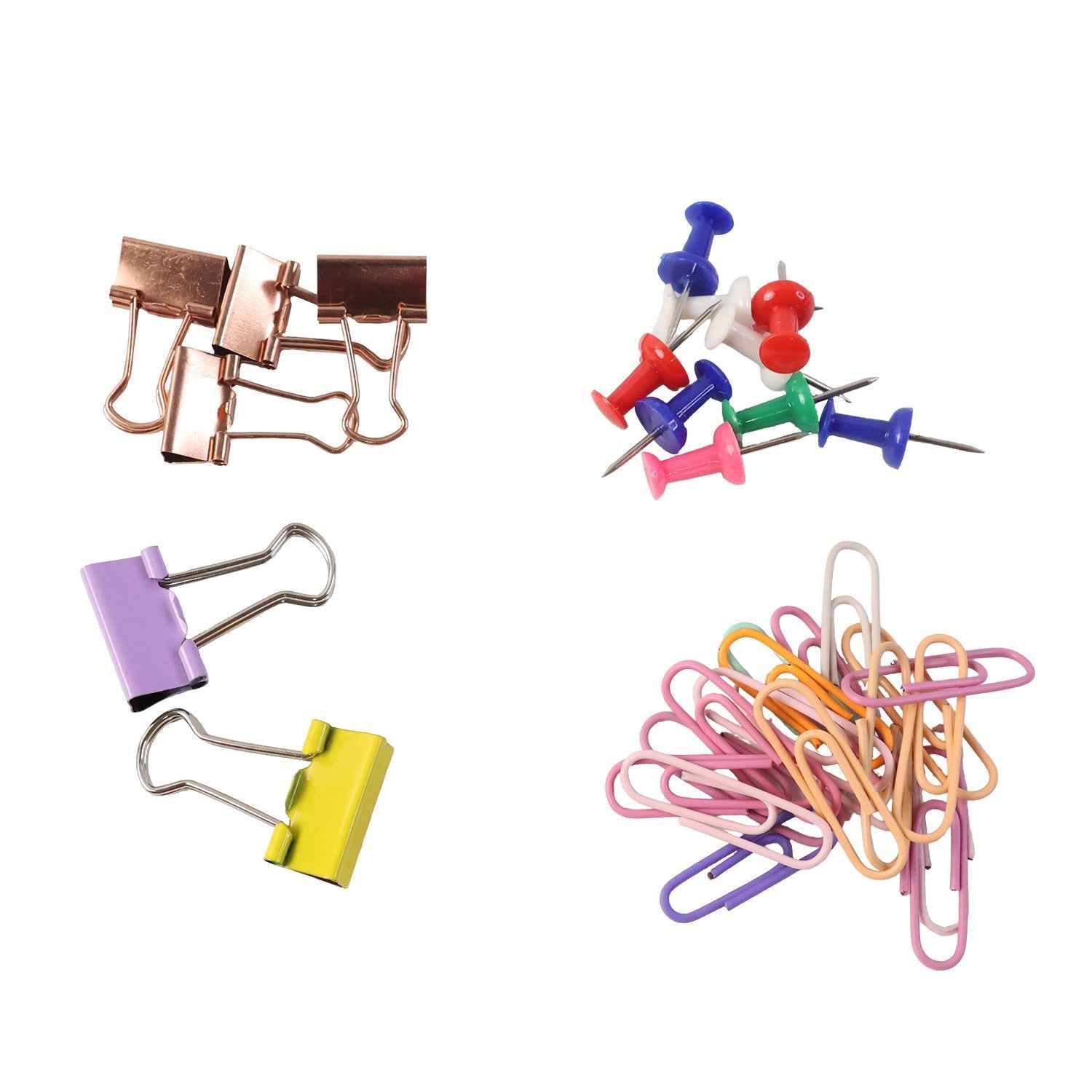 Office Clips & Pins Set – Colorful Durable Paper & Binder Clips