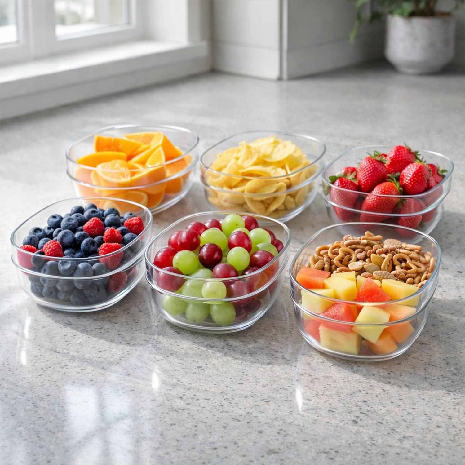 Clear Oval Serving Bowls Set – 6-Piece Multipurpose Kitchen Essential