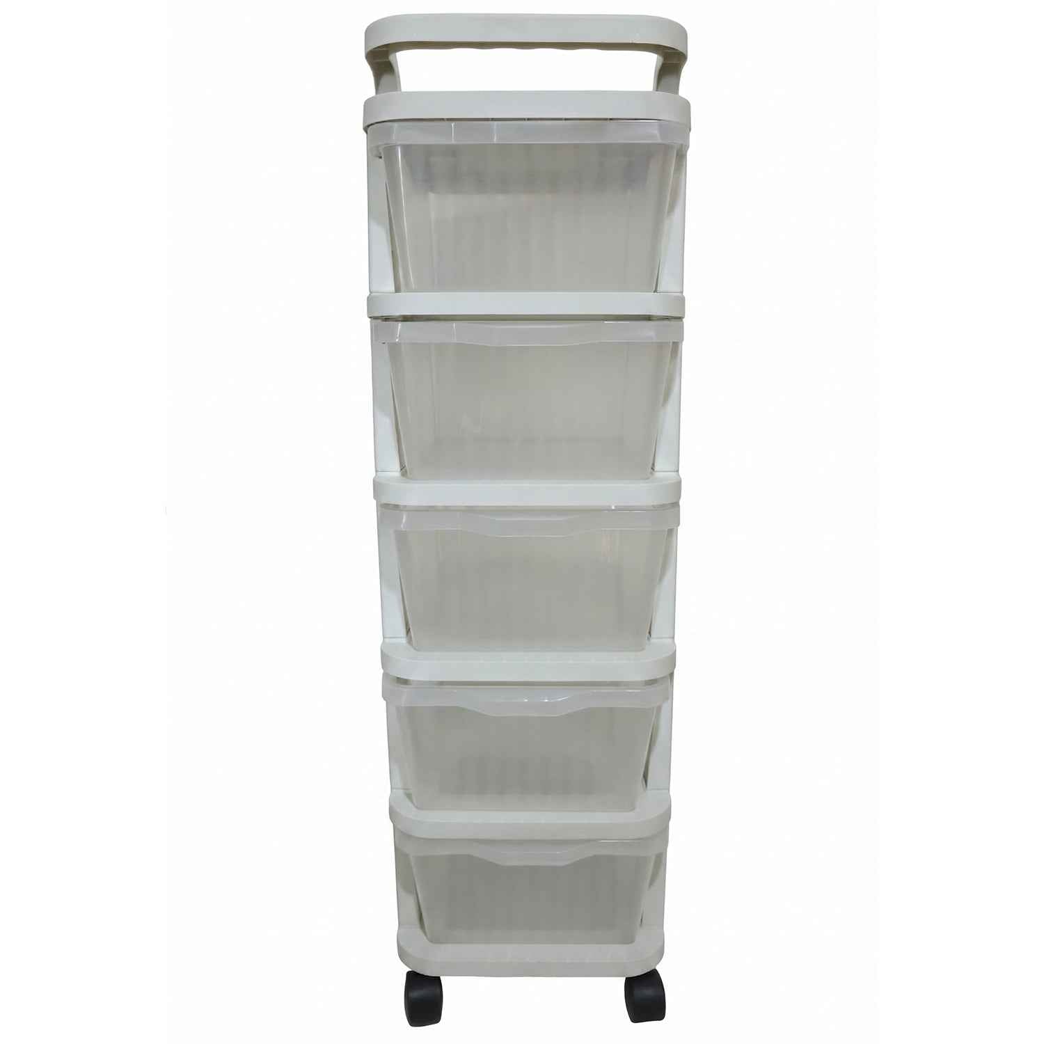 5 Layer Plastic Storage Drawer Rack Organizer with Wheels for Home (1 Pc)