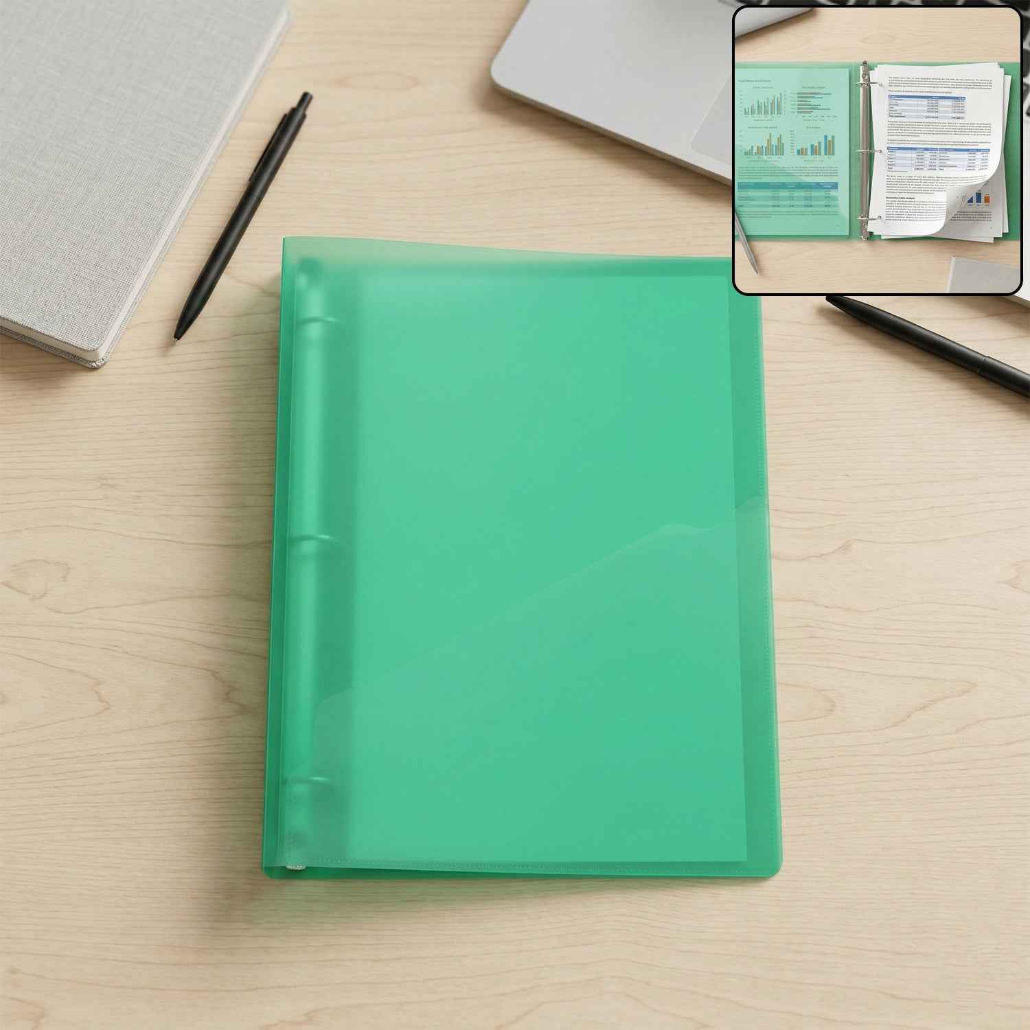 A4 Size Transparent Ring Binder Folder Ð Durable for Document Organization