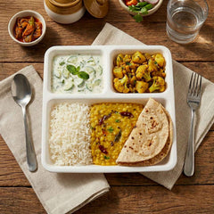 Plastic 3-Compartment Plate – Durable & Portion-Controlled Meal Serving