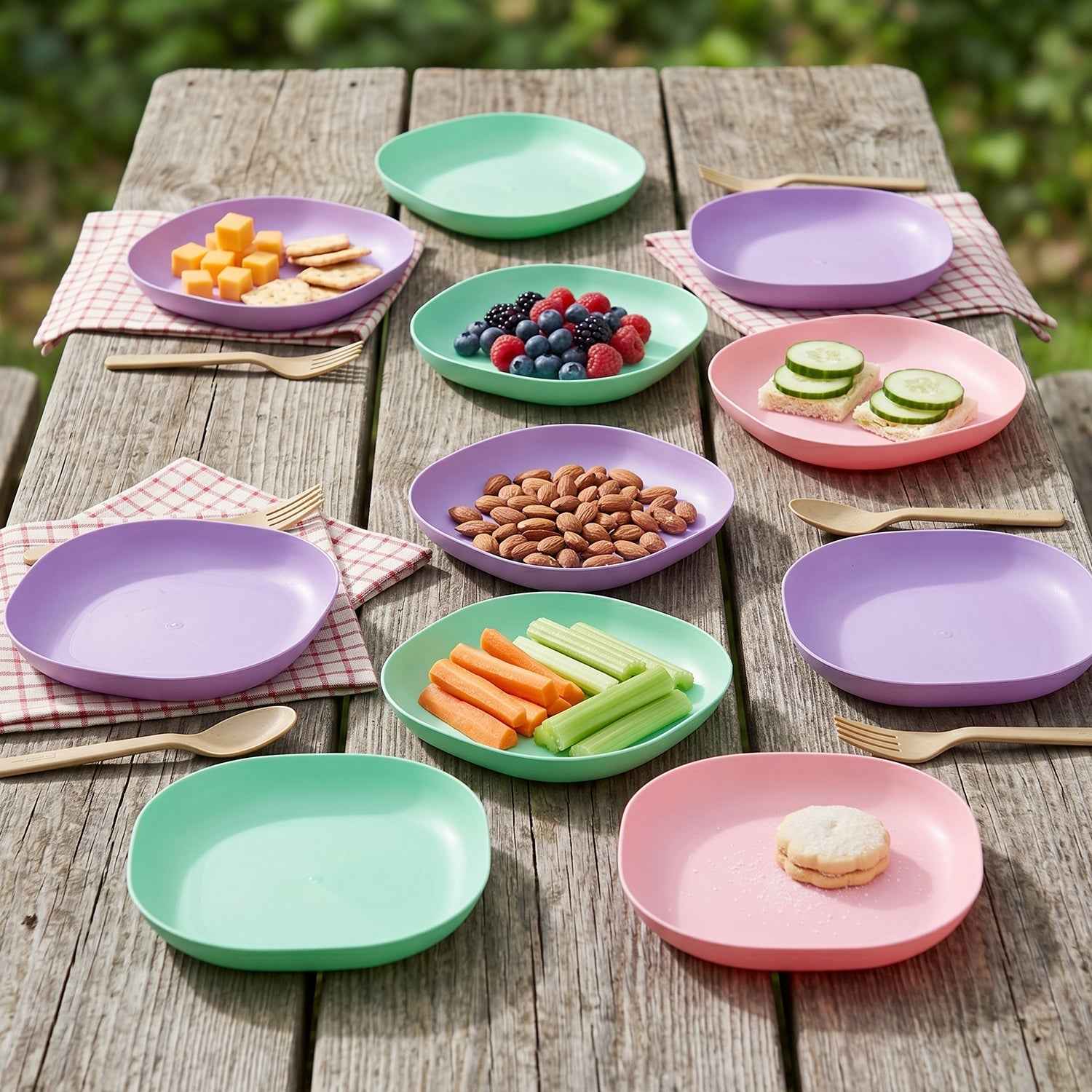 Plastic Snack Serving Tray Plates Set Ð Space-saving & Durable