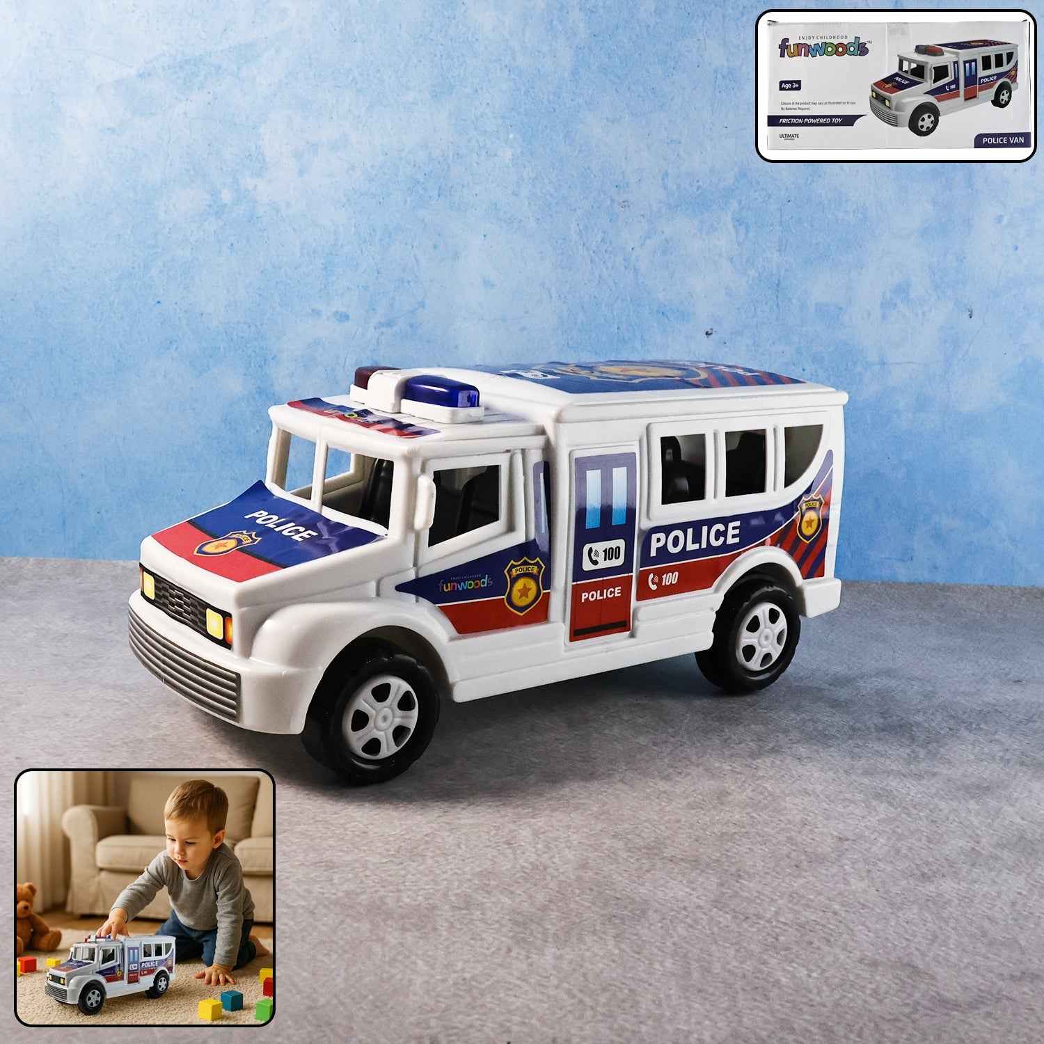Police Van Toy – Friction Powered Realistic Kids Vehicle