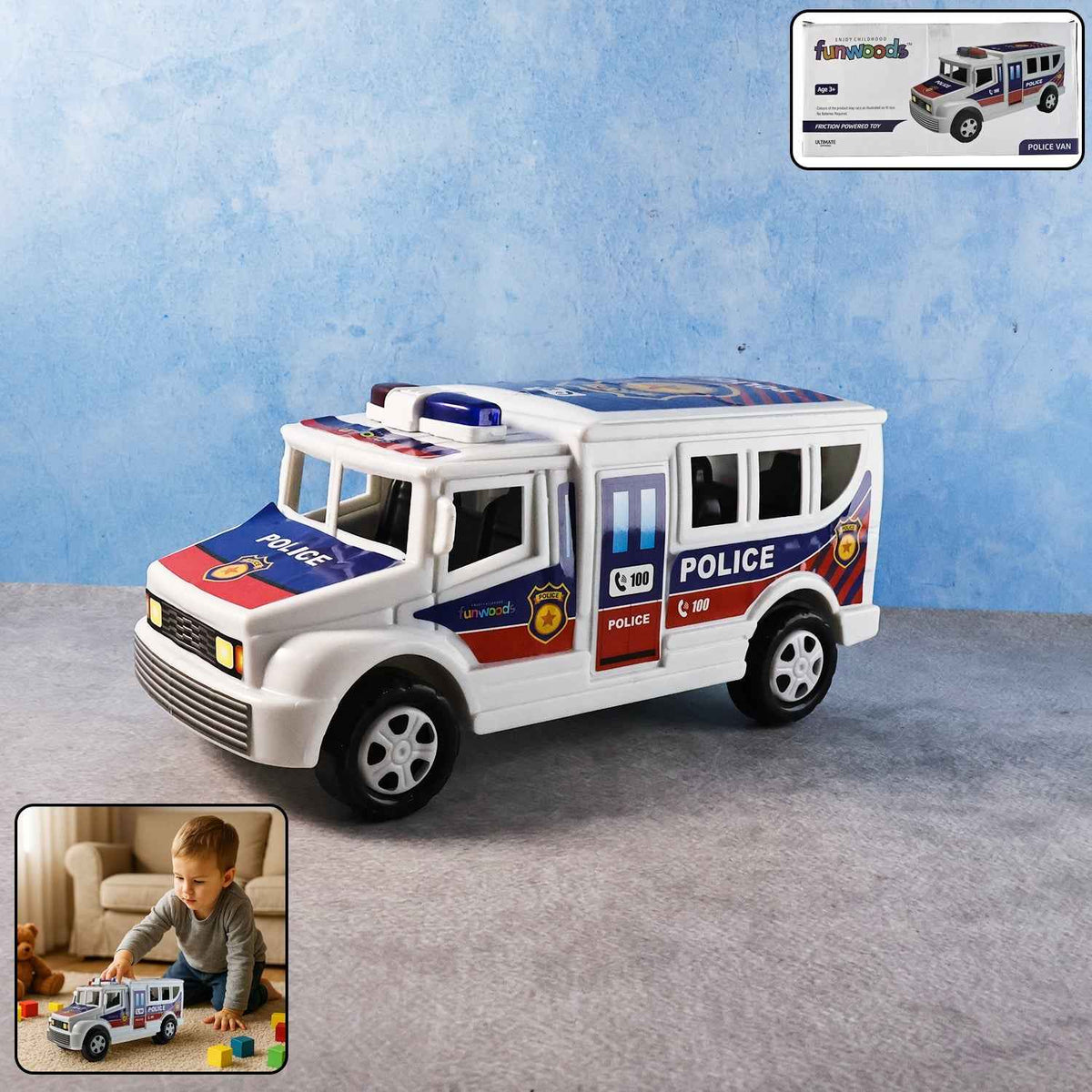 Police Van Toy – Friction Powered Realistic Kids Vehicle