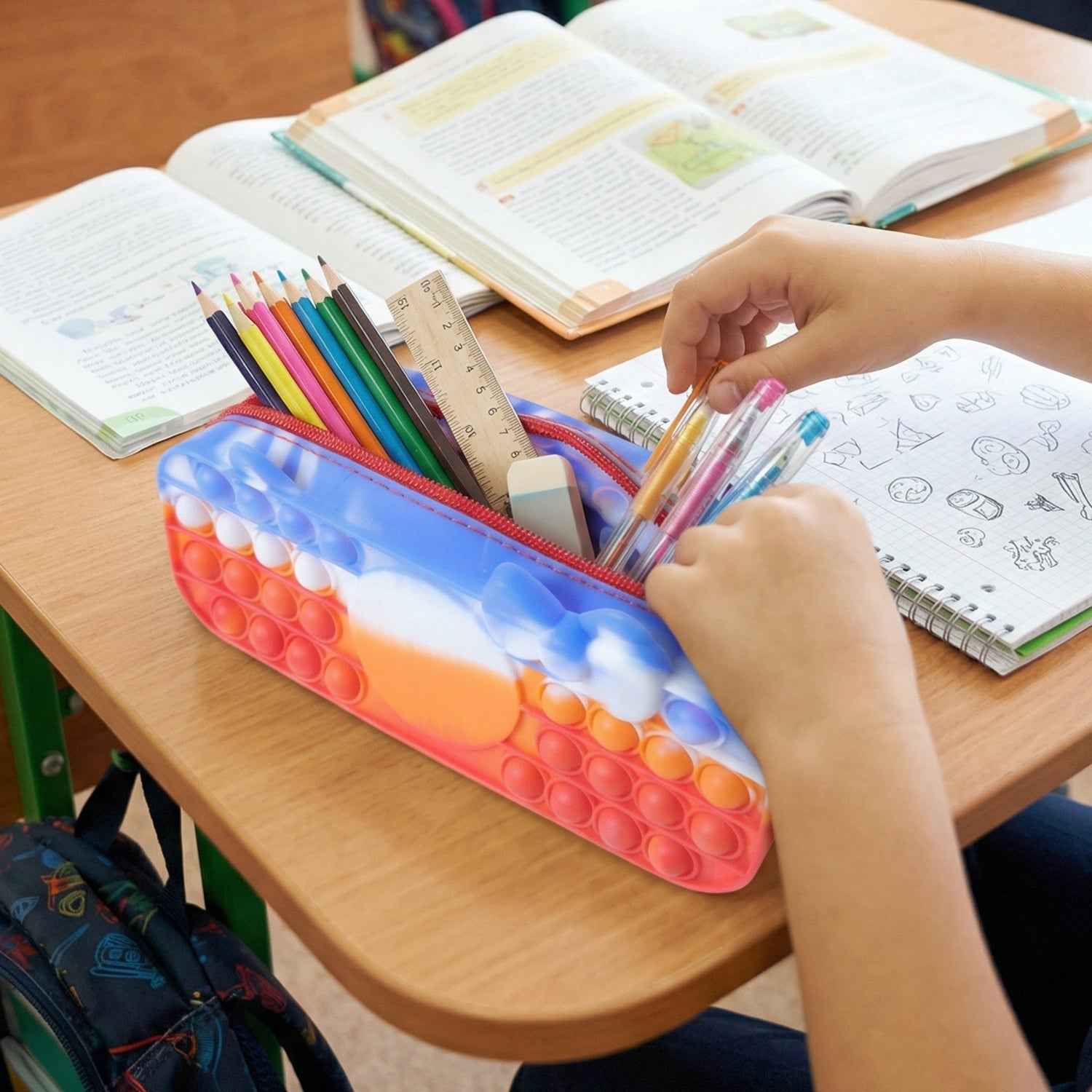 Pop It Pencil Pouch – Stress-Relief Fidget Storage for Kids