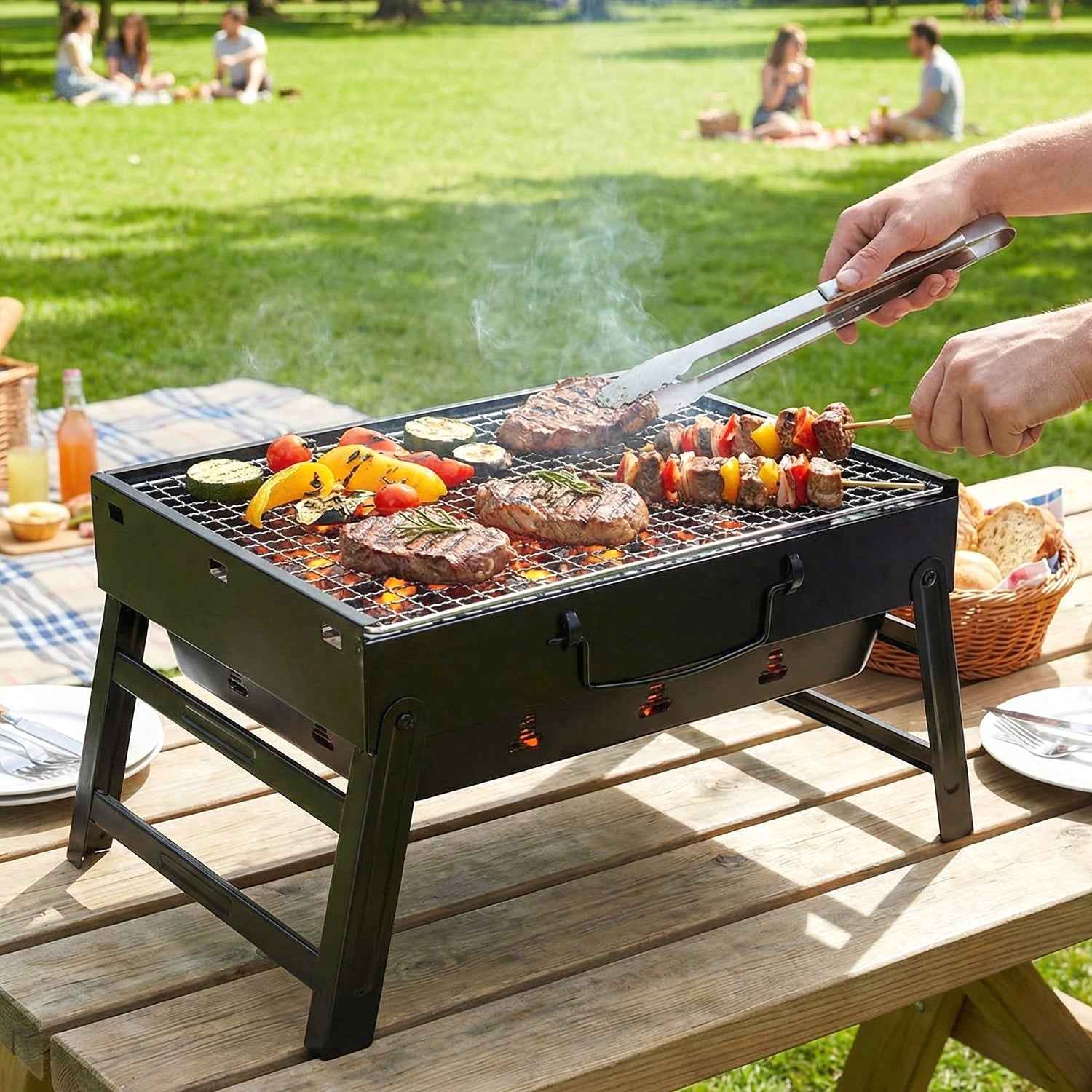 Portable Charcoal BBQ Grill – Compact & Foldable for Outdoor Cooking