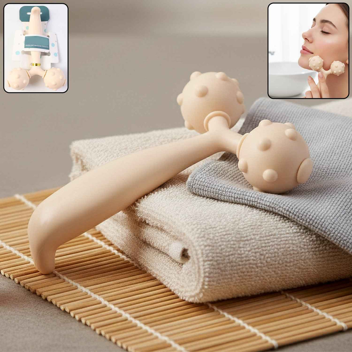 Facial and Body Massage Roller – Dual Ball Skin Toner