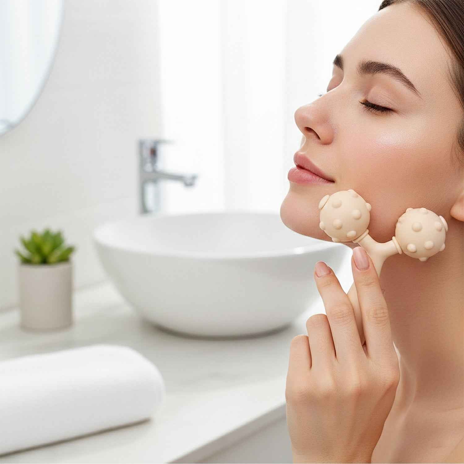 Facial and Body Massage Roller – Dual Ball Skin Toner