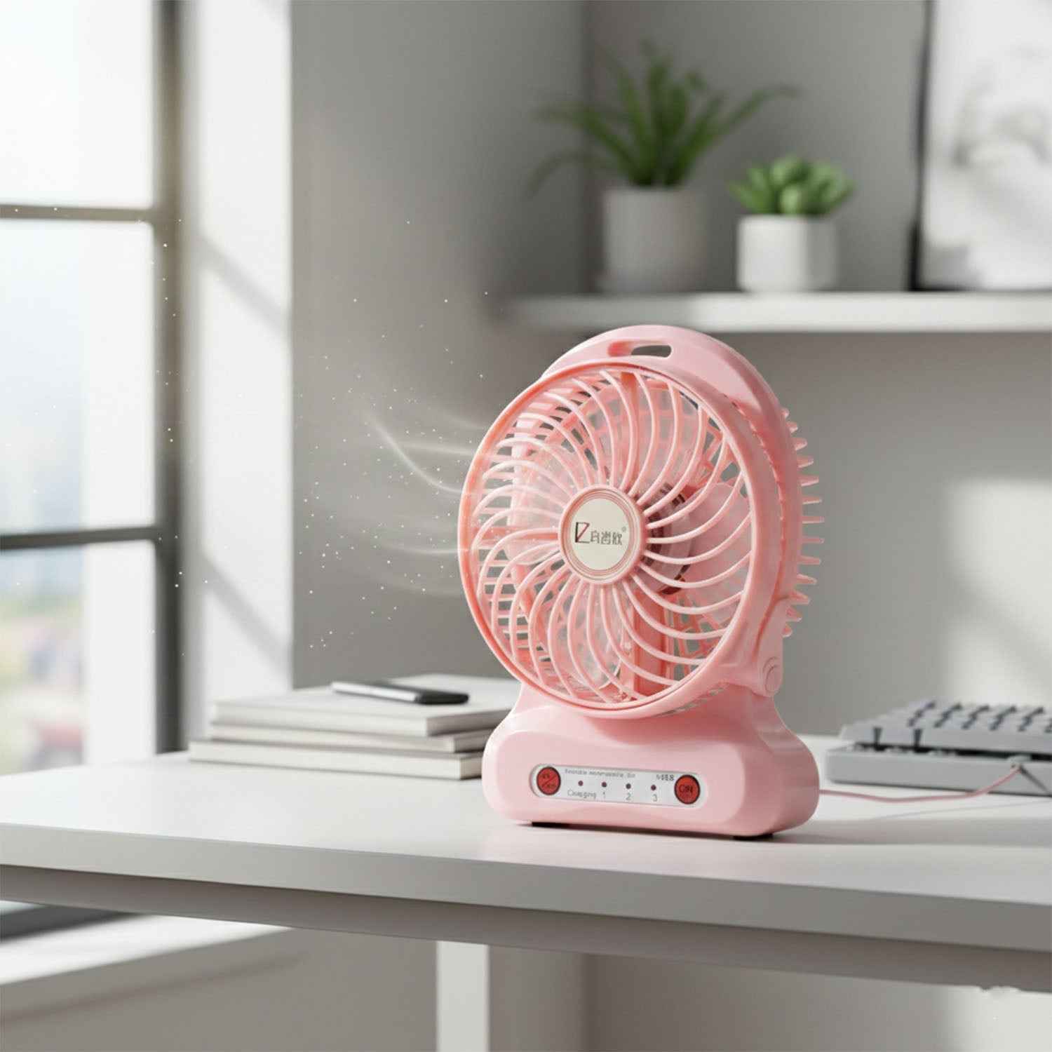 Portable USB Rechargeable Desk Fan – Compact Cooling with Speed Control