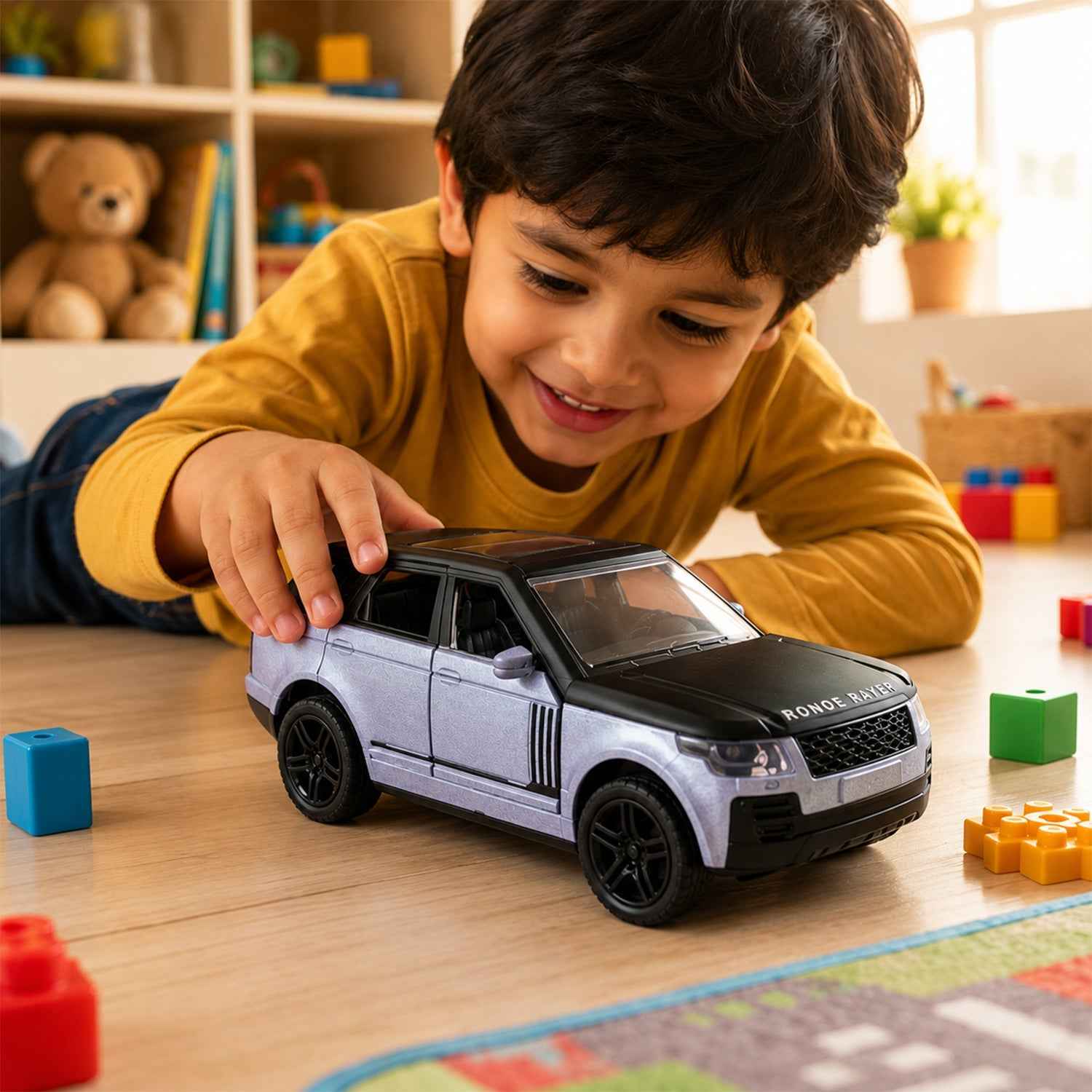 Light and Sound Metal Pull Back Car Toy, Die Cast SUV Model for Kids (1 Pc)