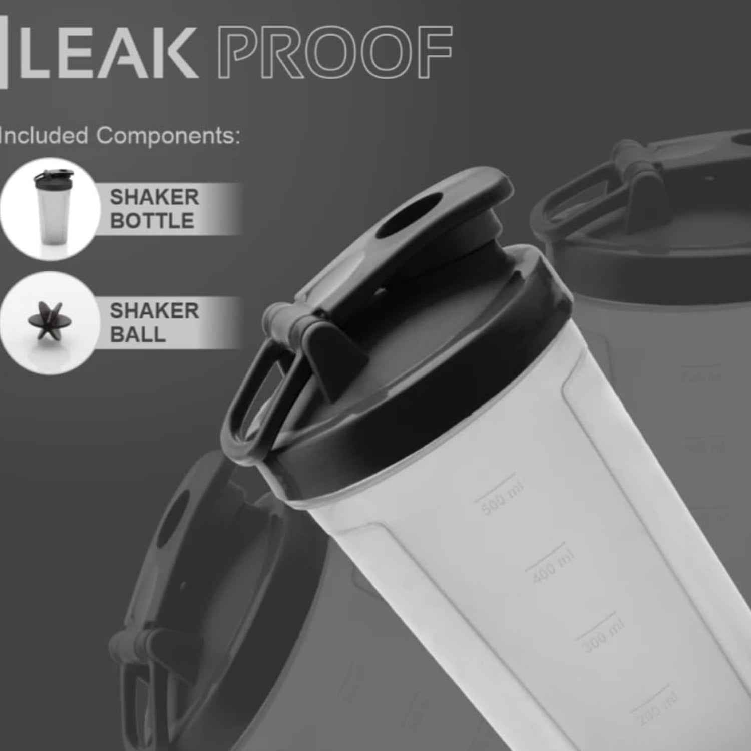 500 ml Plastic Gym Shaker Bottle – Leakproof with Mixing Ball