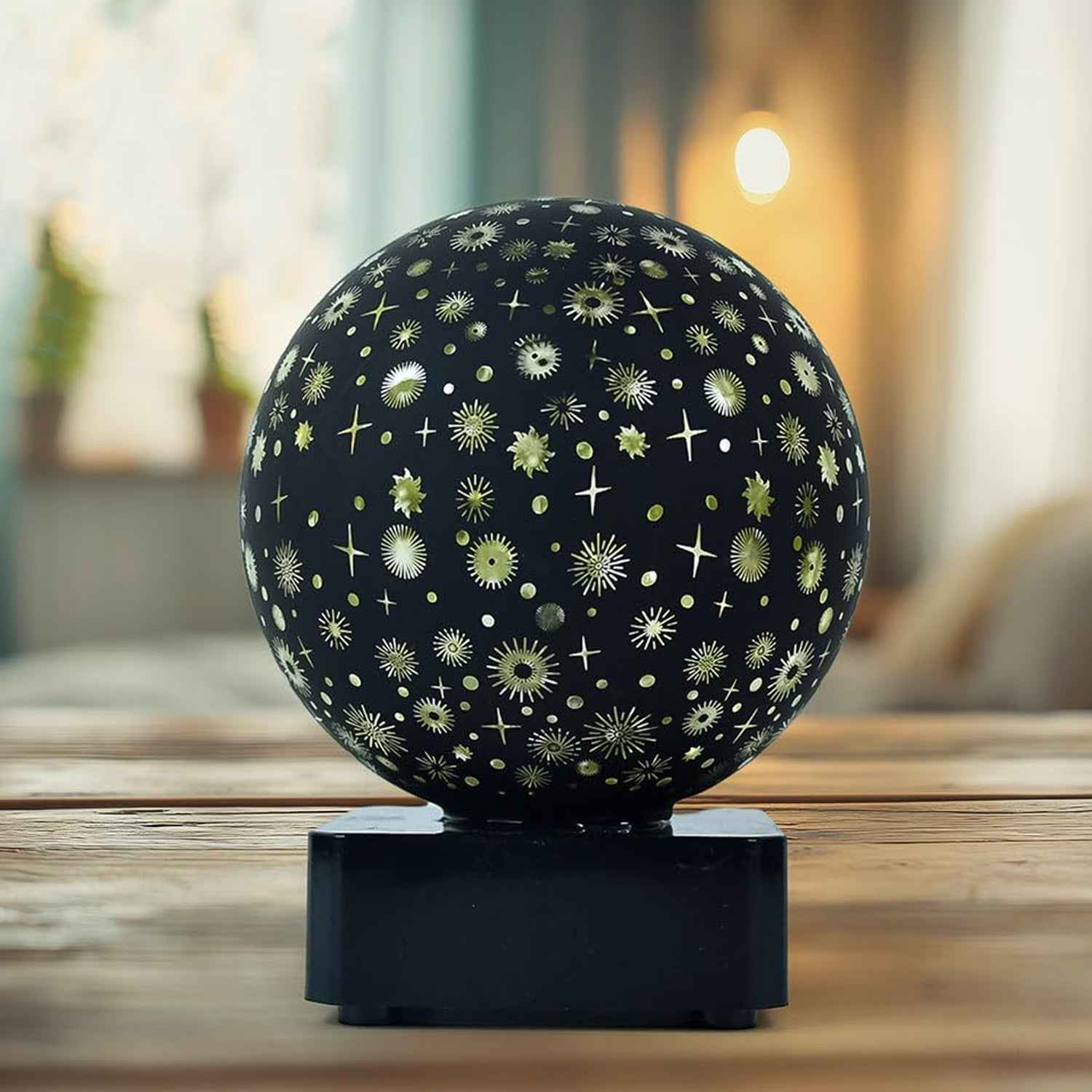 LED projection night lamp showing star pattern glowing softly