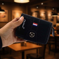 Black Zip-Around Card Holder Wallet – Secure Multi-Card Organizer