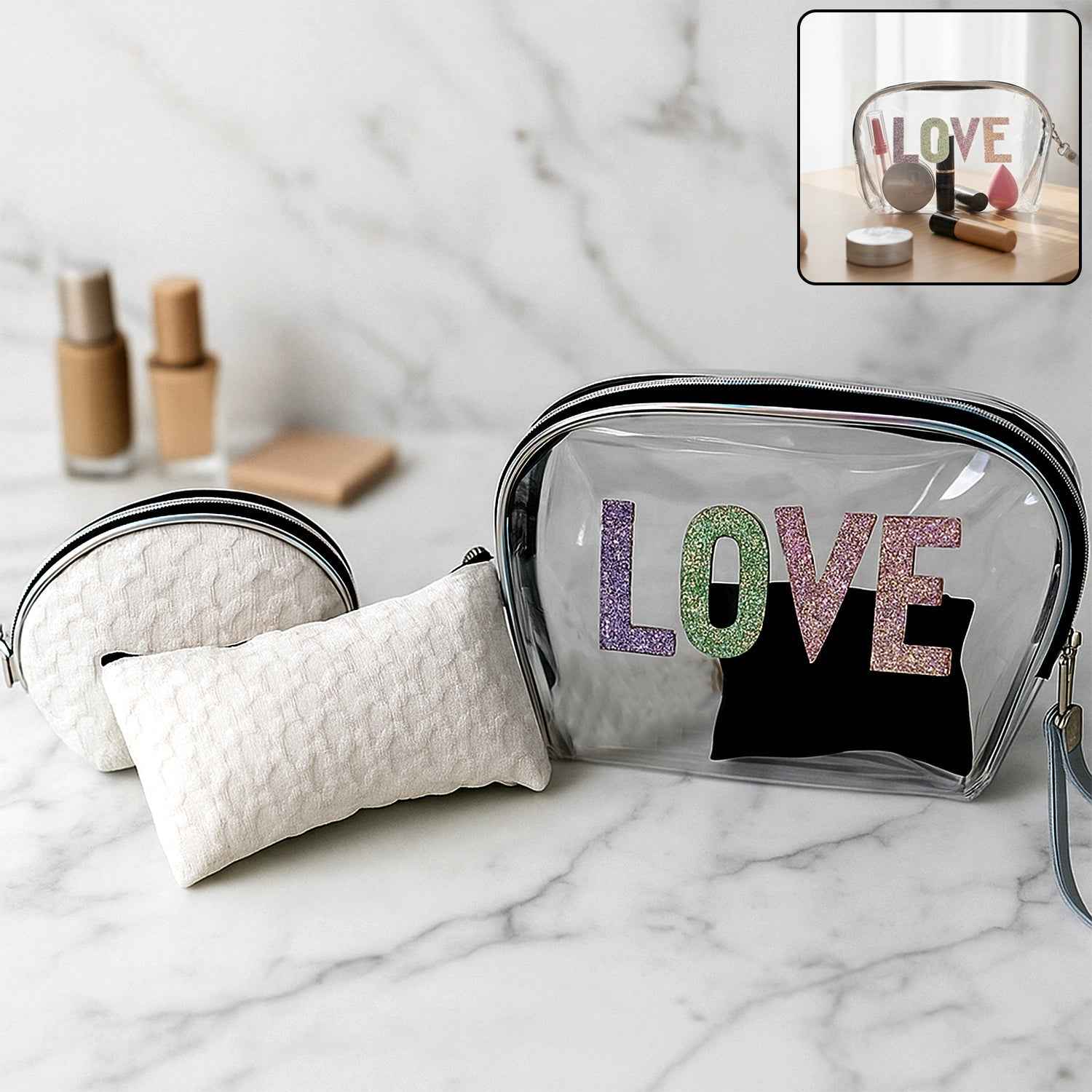3-in-1 Makeup Bag Set – Compact & Stylish Travel Organizer