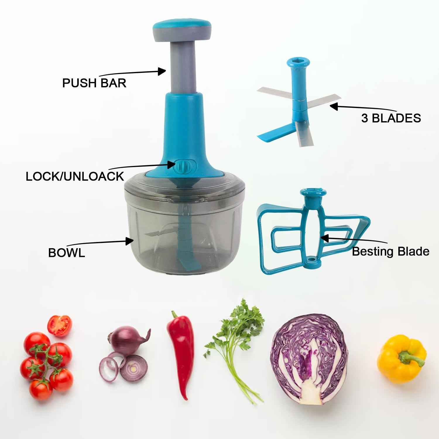 Push Chopper – Quick & Easy Manual Vegetable Cutter
