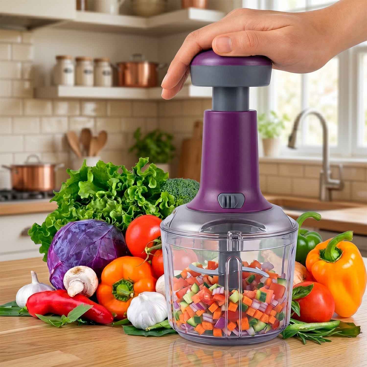 Push Chopper 1100 ML – Efficient Manual Vegetable Slicer