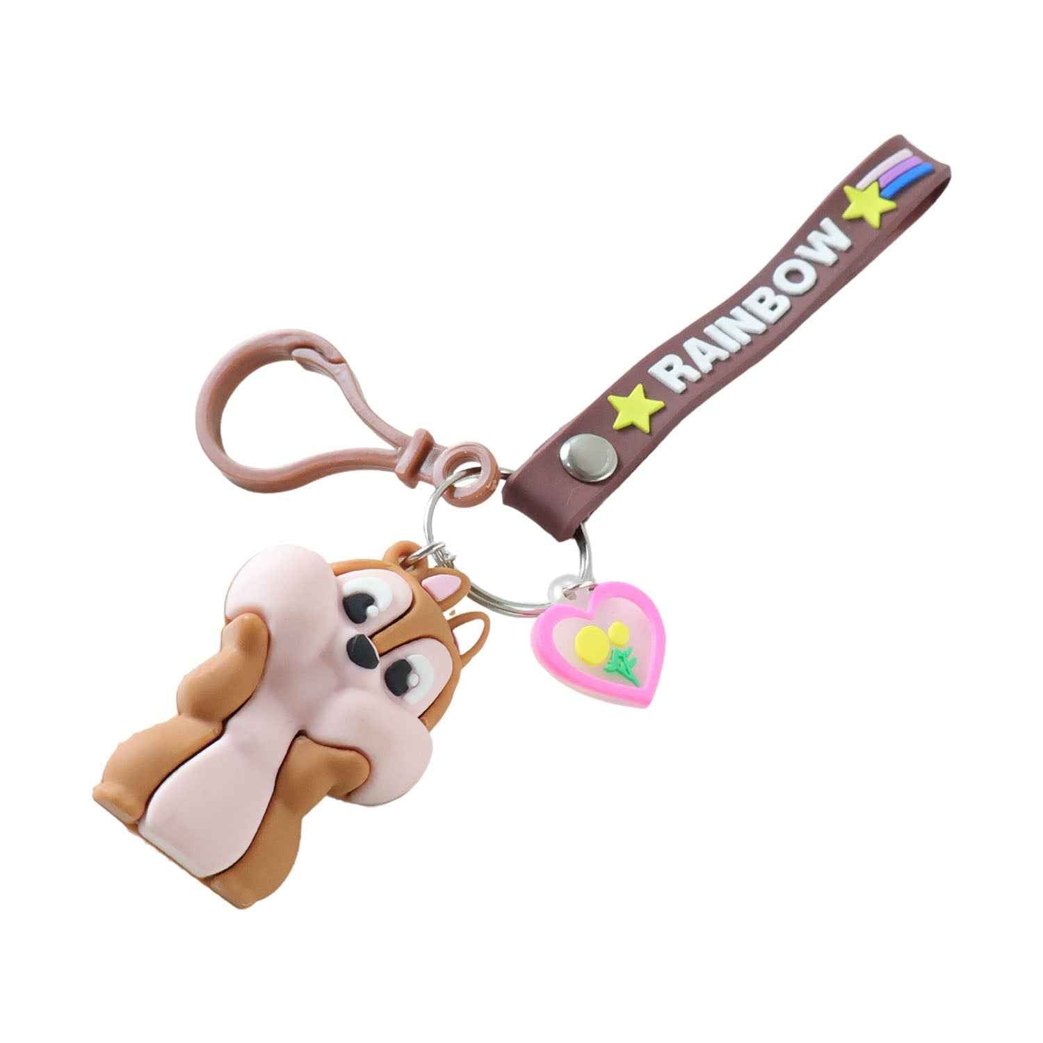 Cartoon Animal Silicone Keychain – Cute Rainbow Strap Accessory
