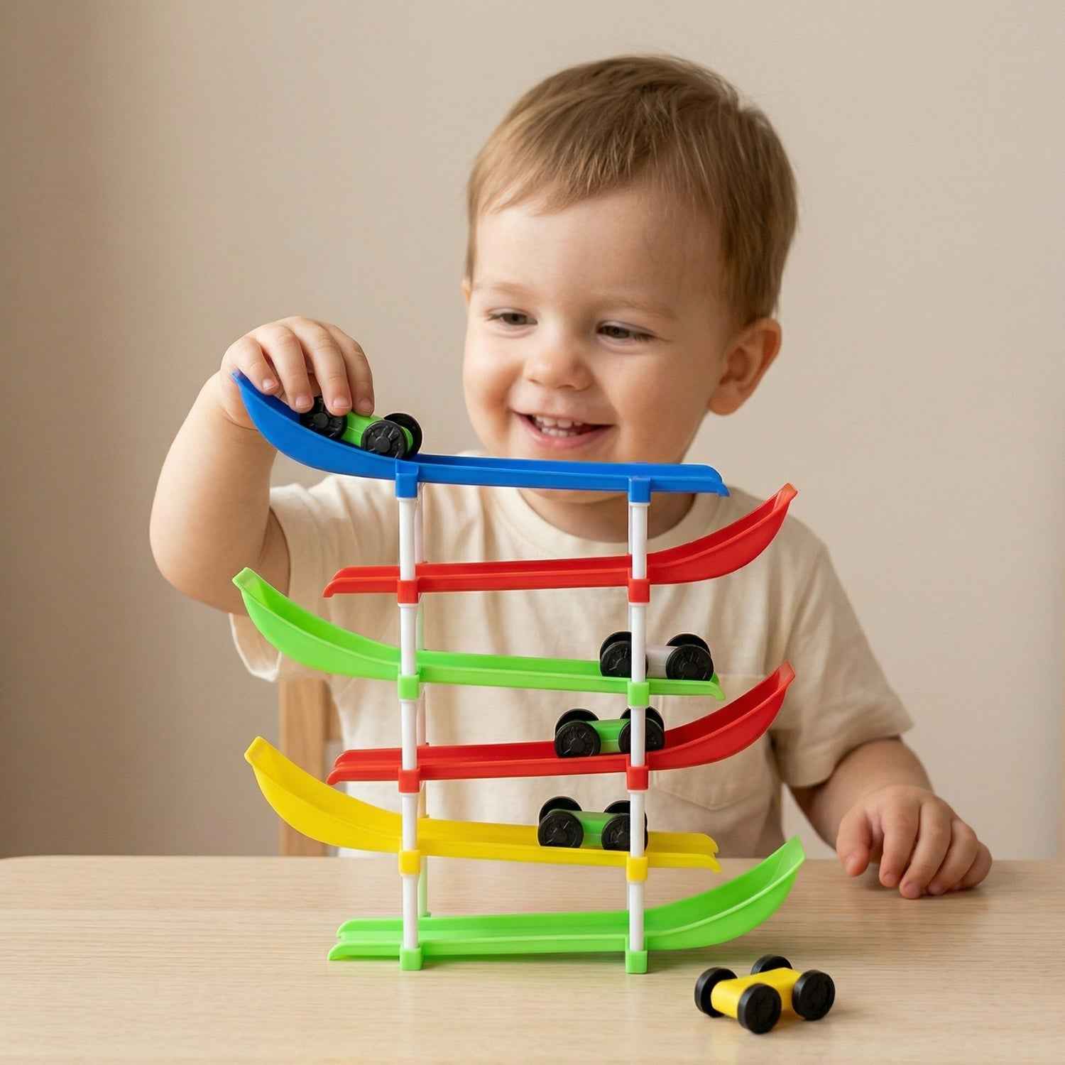Kids Multi-Level Car Racing Track – Enhances Motor Skills & Fun