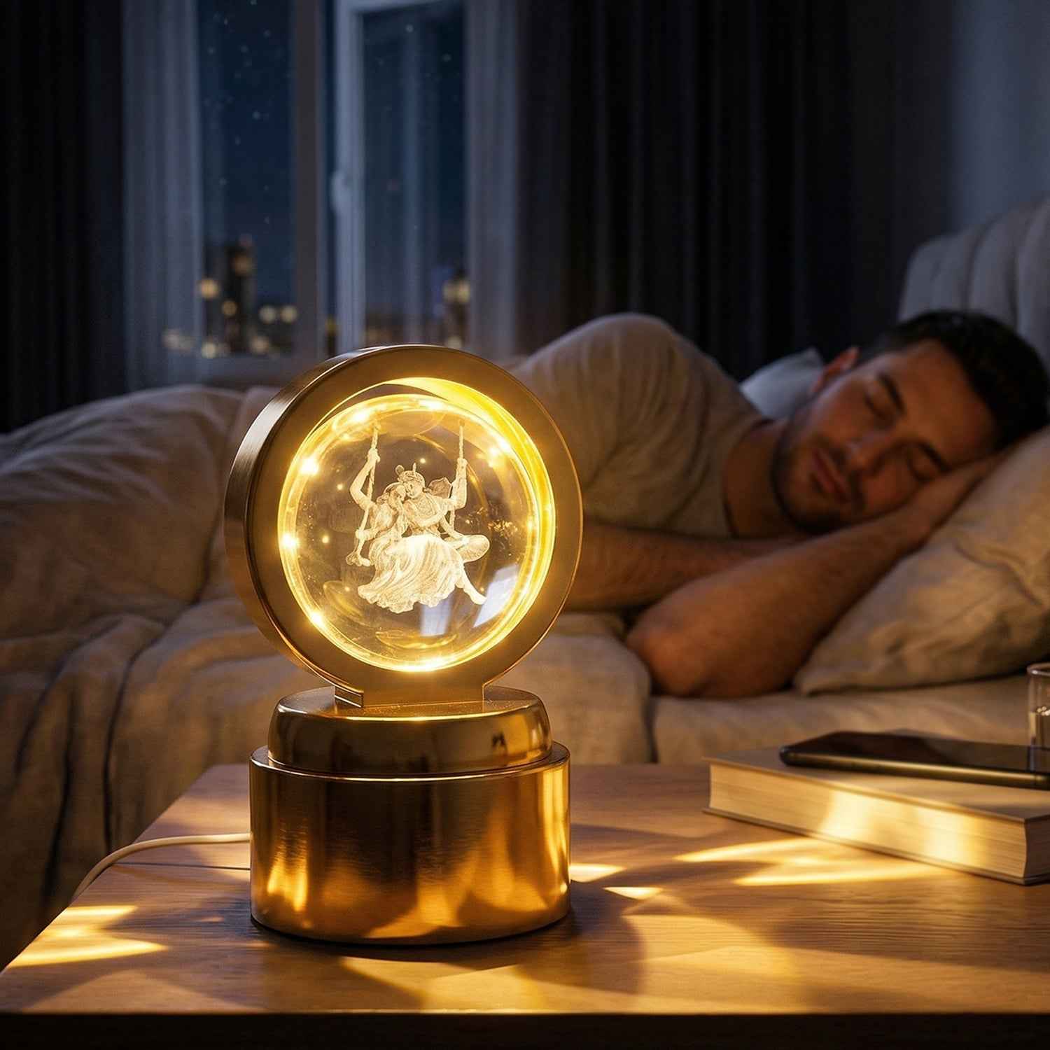 3D Religious Design Crystal Ball LED Night Lamp – Peaceful Decorative Light
