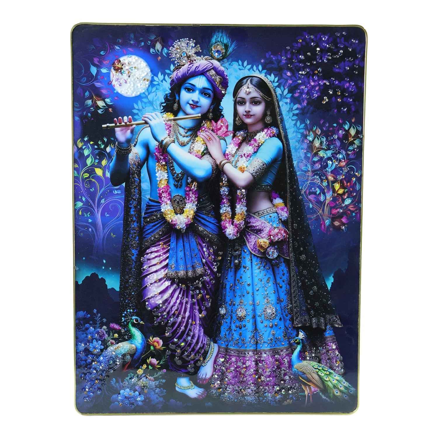 Radha Krishna Wall Frame – Divine Moonlight Artistic Decor