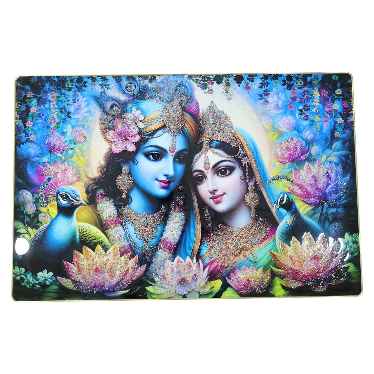 Radha Krishna Wall Frame – Vibrant Spiritual Artwork for Home