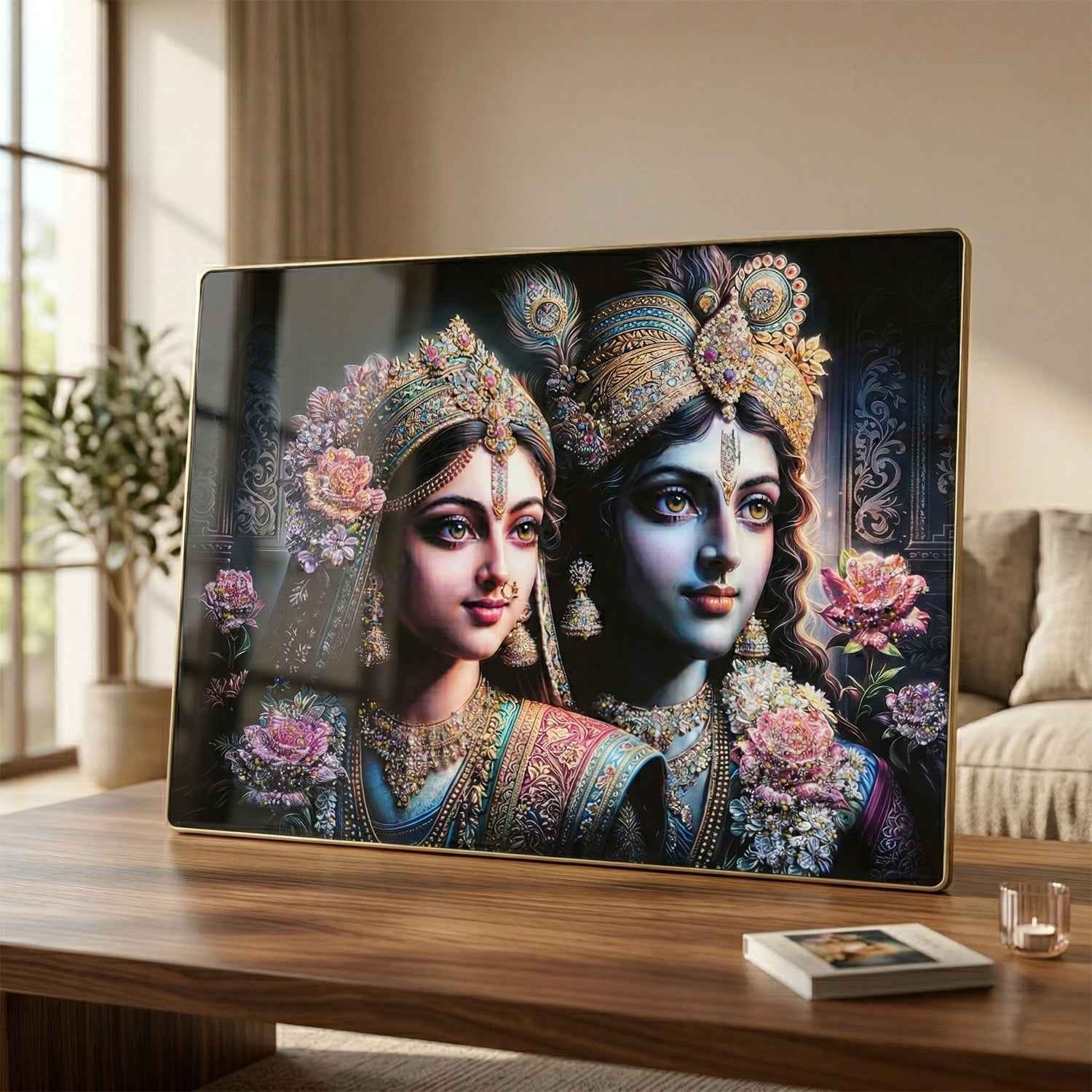 Radha Krishna Wall Frame – Elegant Spiritual Home Decor