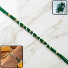 Traditional Green Pearl Beaded Rakhi Ð Handmade Festive Bracelet