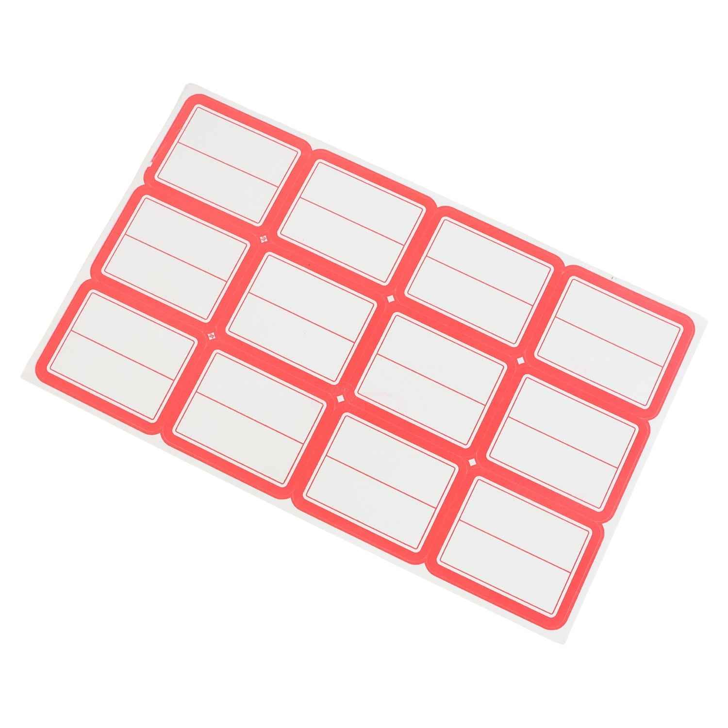 Self-Adhesive Label Sticker Sheet – Red & White Rectangular