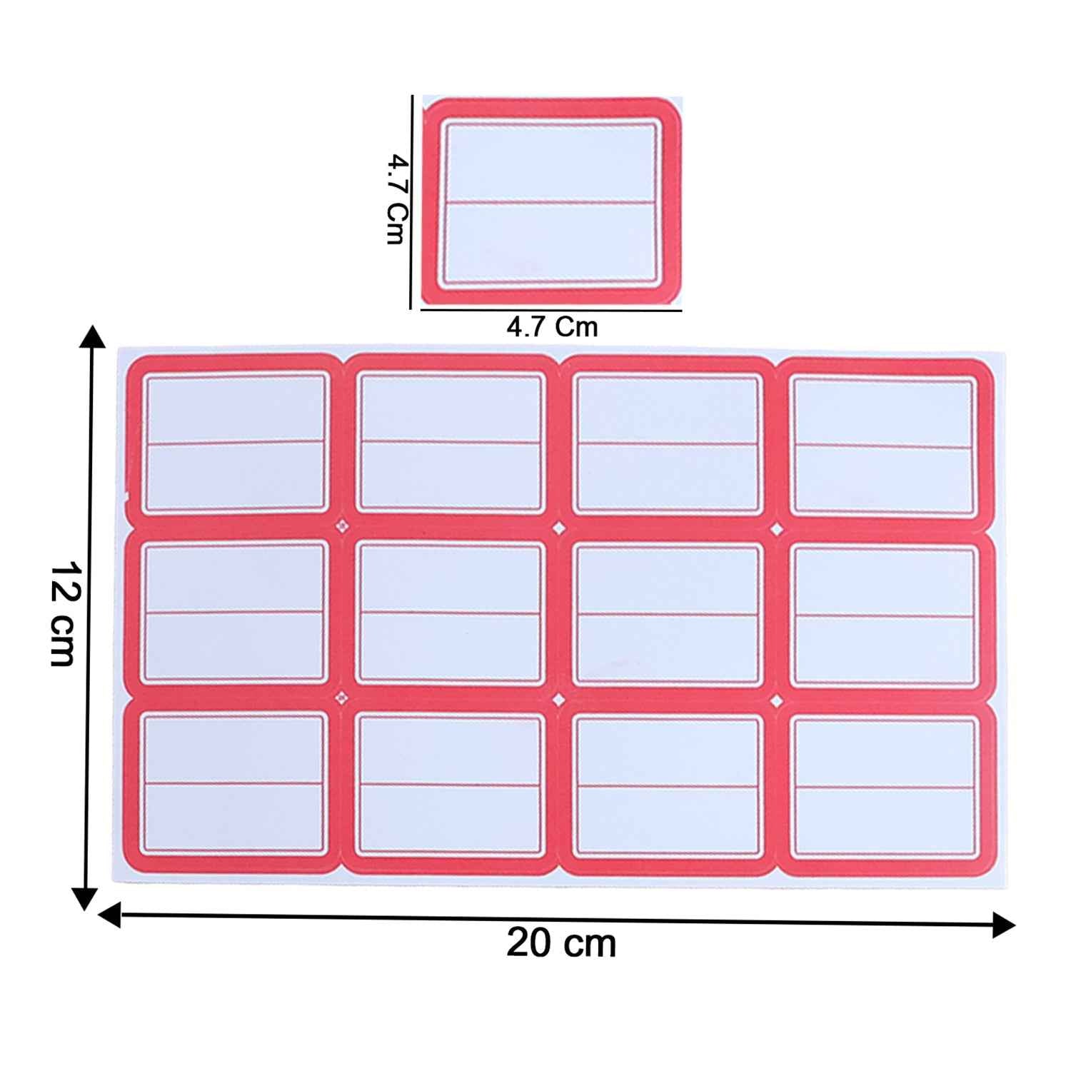 Self-Adhesive Label Sticker Sheet – Red & White Rectangular