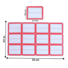 Self-Adhesive Label Sticker Sheet – Red & White Rectangular
