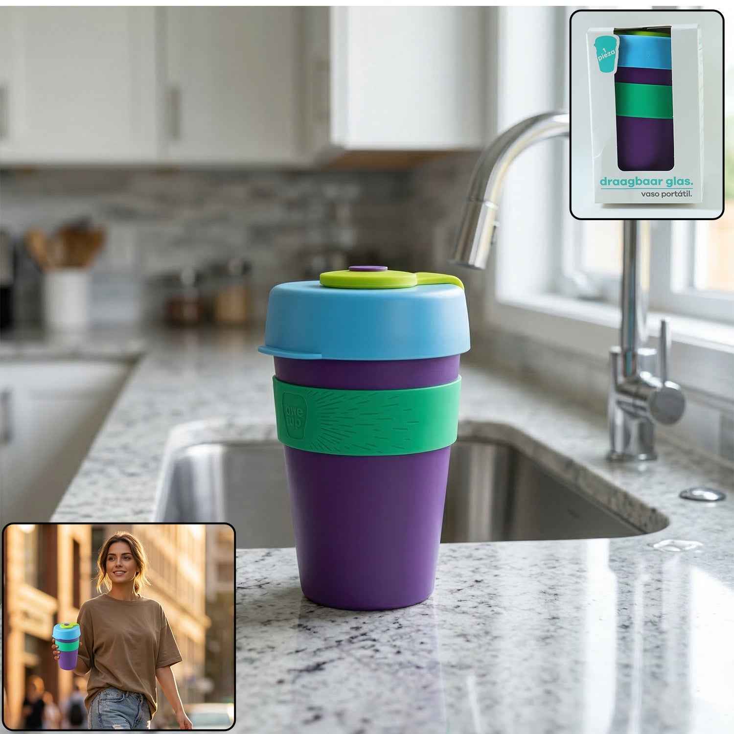 Reusable Colorful Travel Mug Ð Spill-resistant & Stylish 400 ML