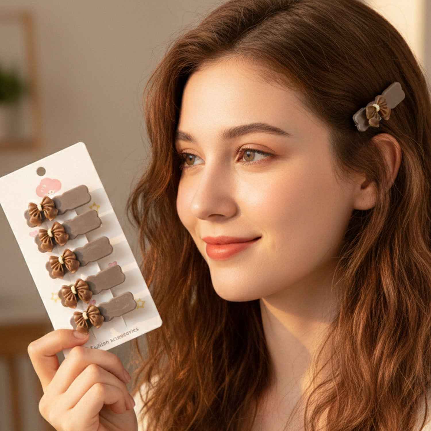 Elegant Bow Hair Clip Set – Stylish Daily Wear Accessories (5 Pc)