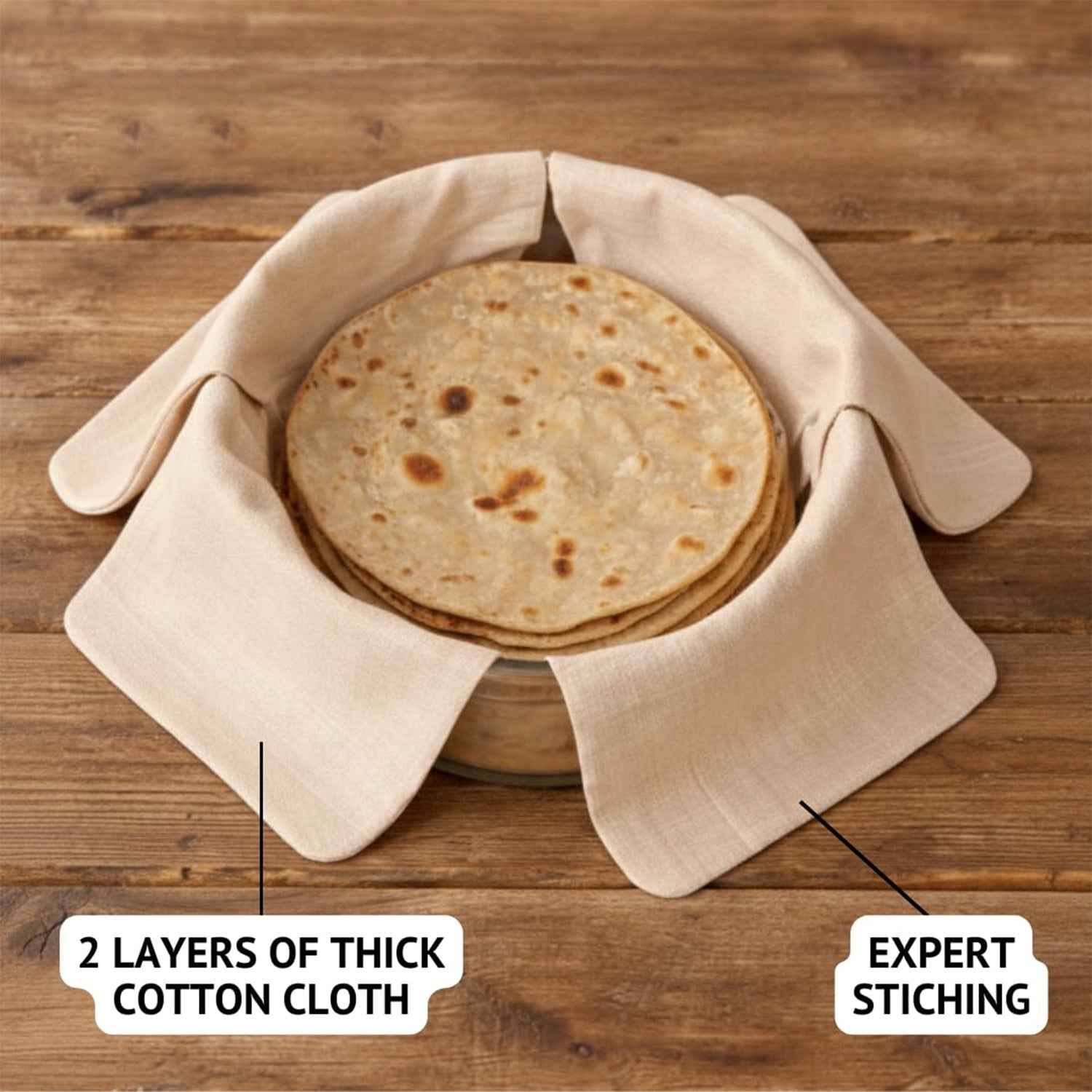 Pure Cotton Roti Mate Cloth – Soft, Foldable Chapati Cover 51×51 cm