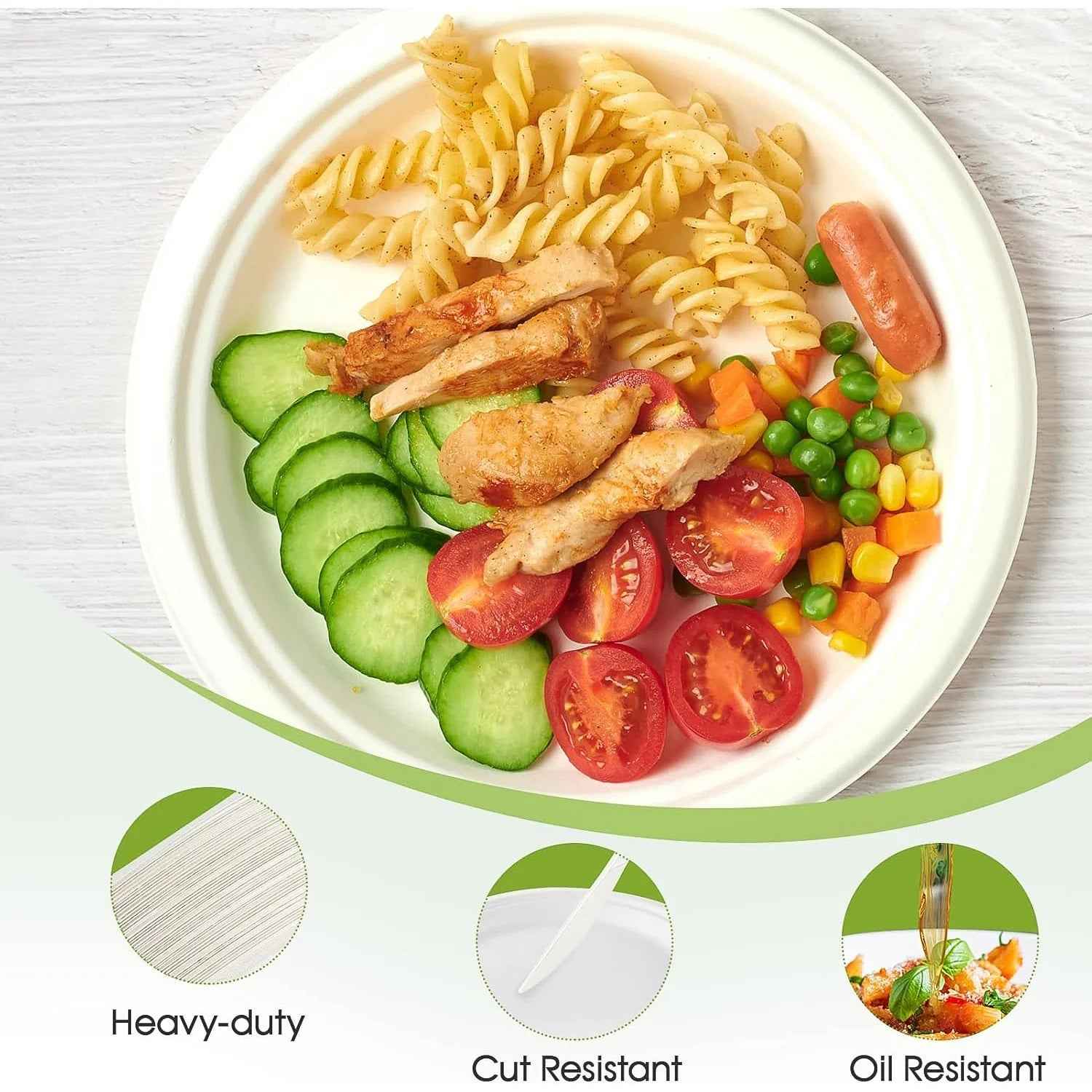 Disposable Round Food Serving Plate – 10 Pc Lightweight Set