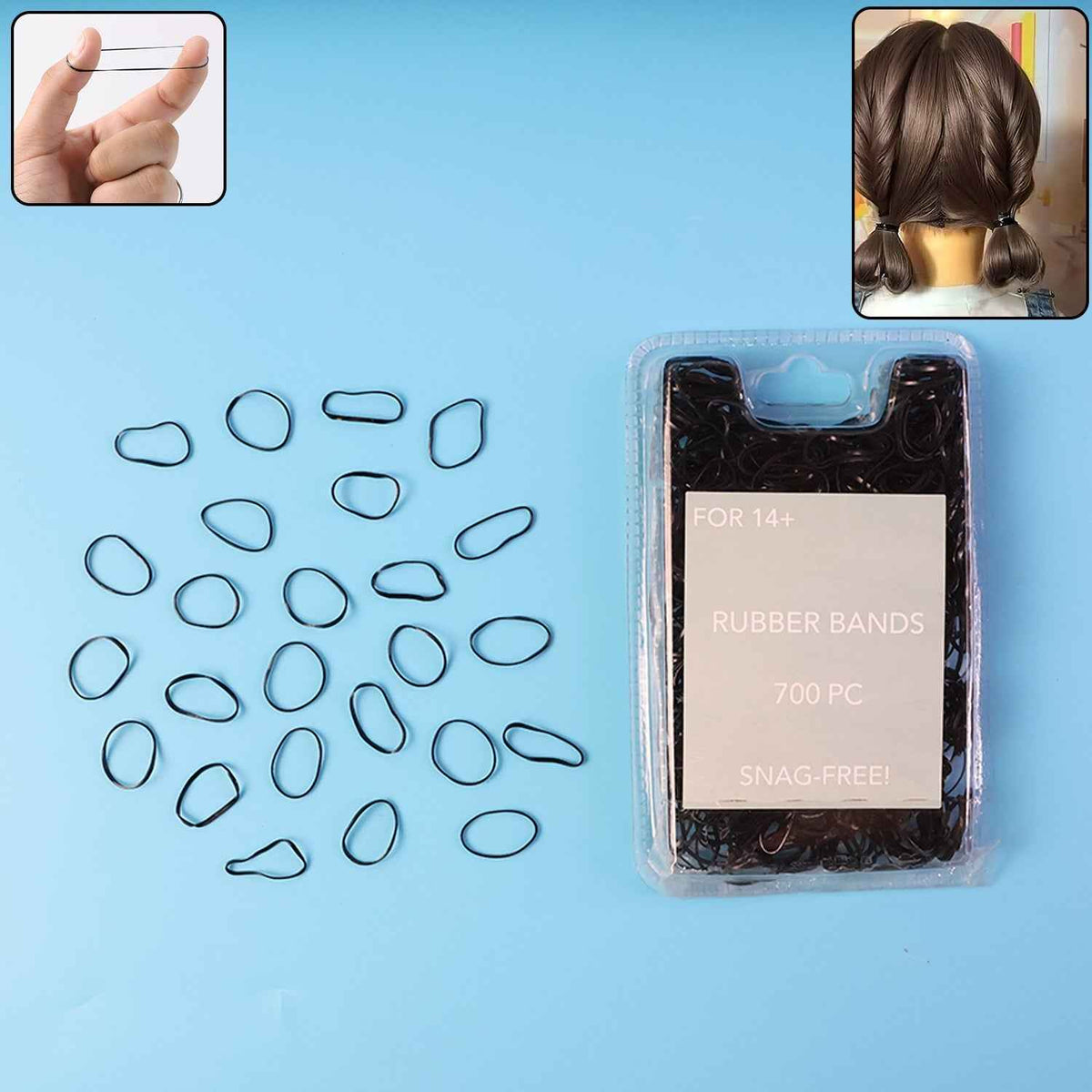 Mini Rubber Bands for Hair Styling – Pack of 700 Strong Elastics