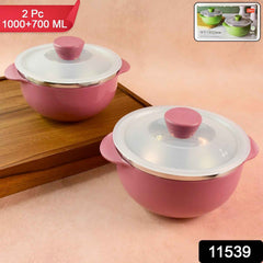 Plastic Serving Bowl Set with Lids – Airtight, Microwave Safe 2 Pieces