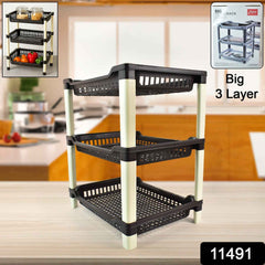 Plastic Storage Rack – 3-Tier Durable Multi-Use Organizer