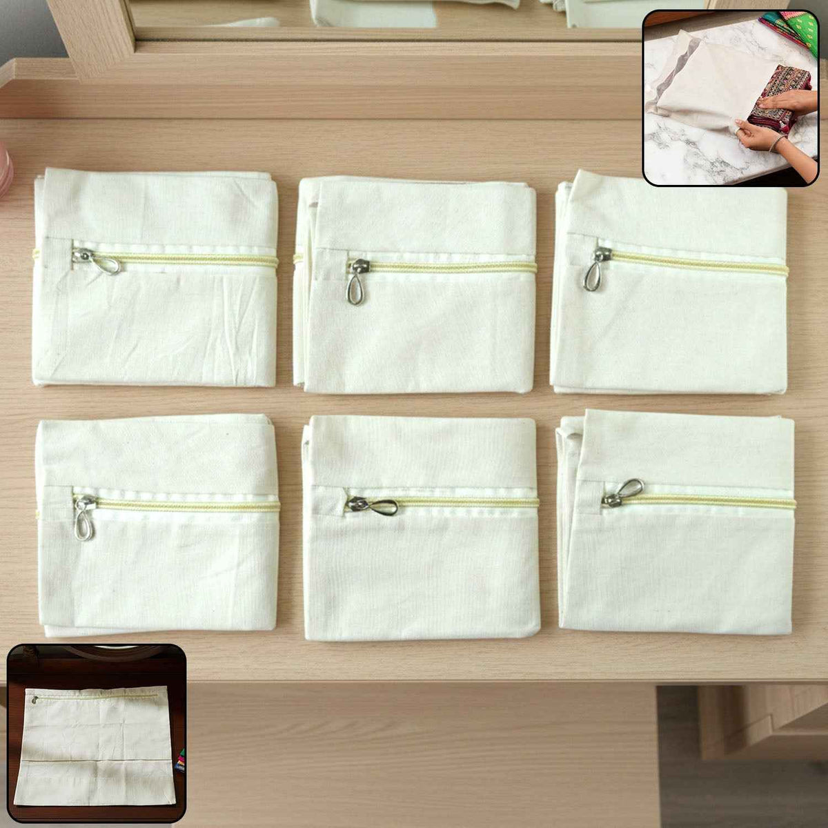 Saree Storage Bags with Zip Closure – Pack of 6, Multipurpose Protection