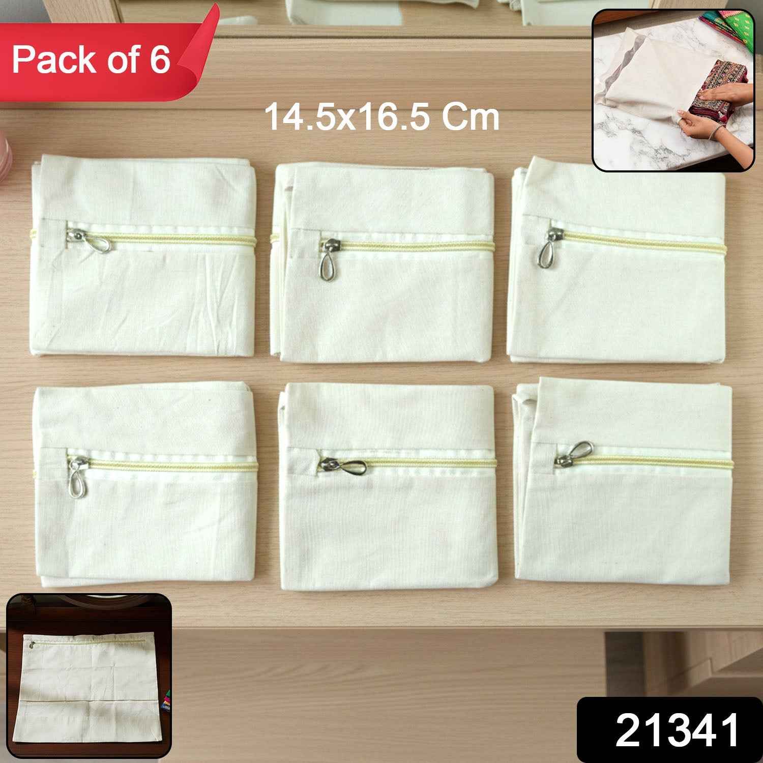 Saree Storage Bags with Zip Closure – Pack of 6, Multipurpose Protection