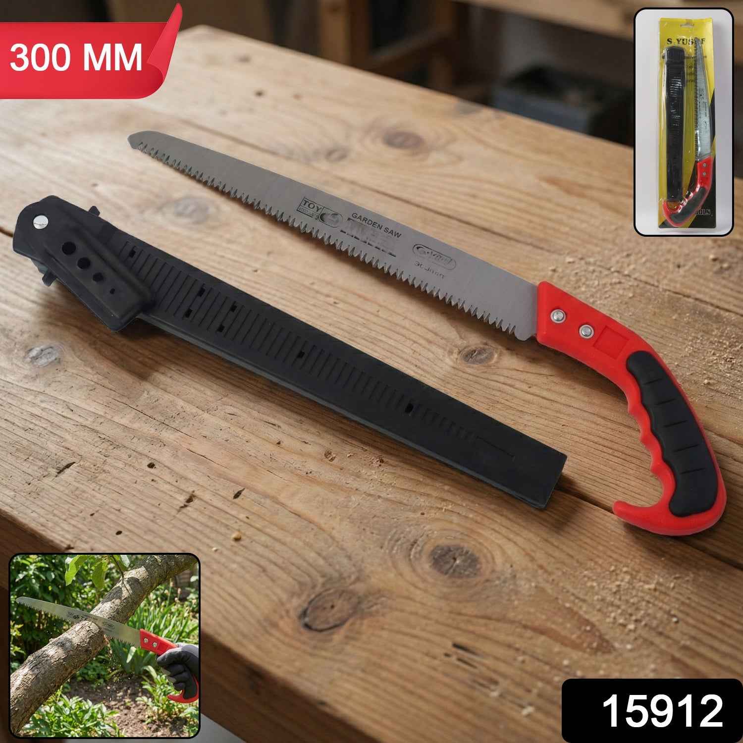 Garden Pruning Saw – Heavy-Duty 300mm Sharp Serrated Blade