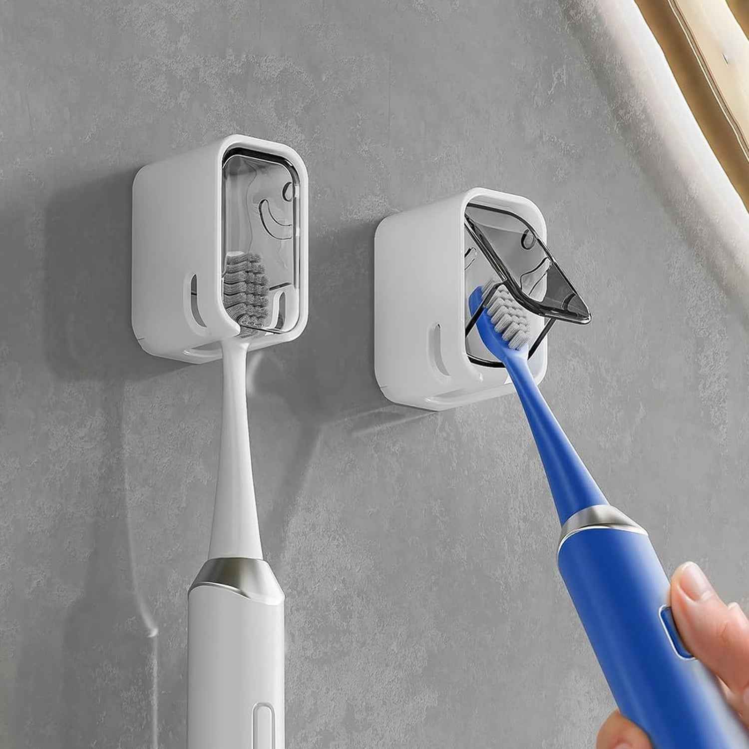 Self Adhesive Dustproof Toothbrush Holder – Space-saving Wall Mount