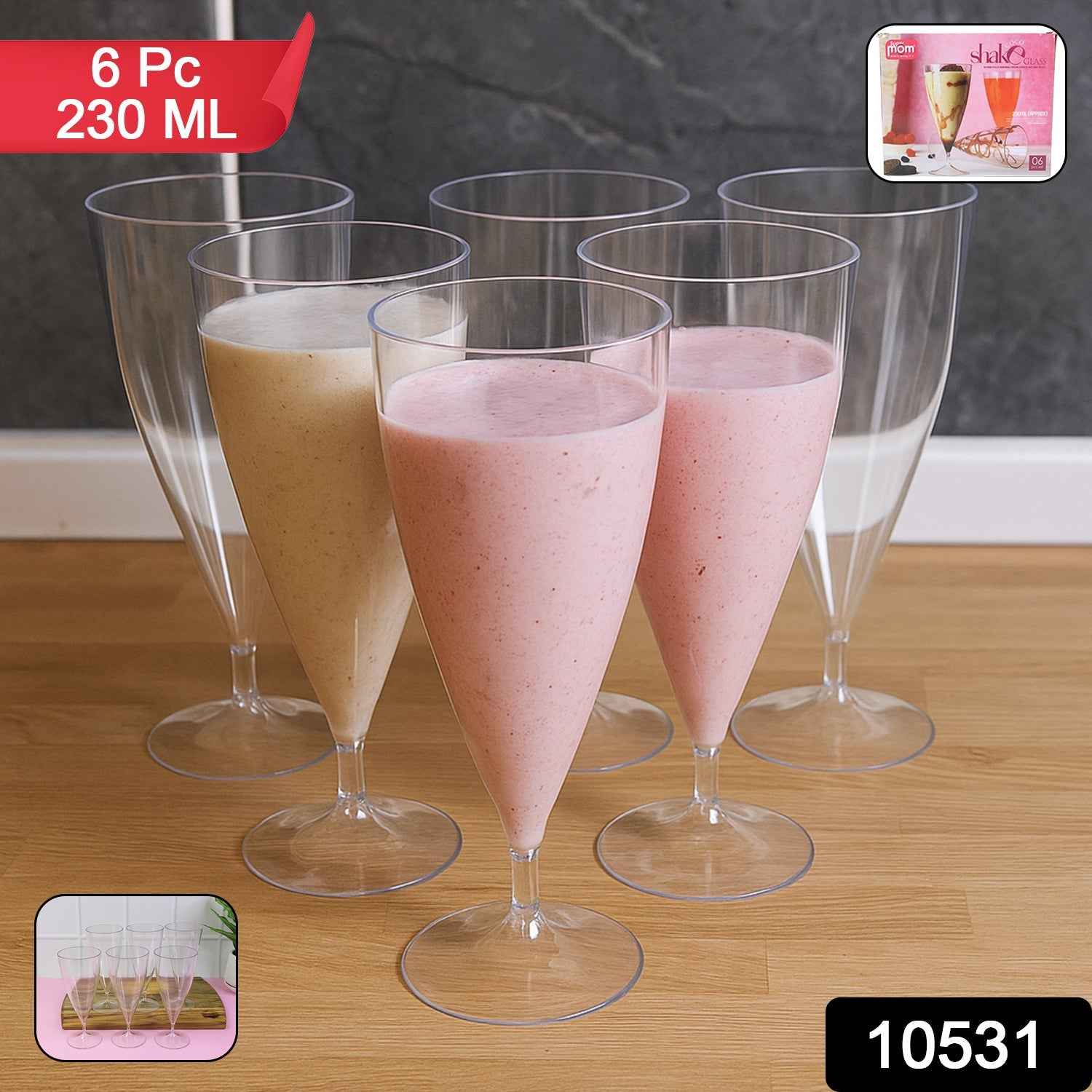 Plastic Shake Coco Glass Set – Durable, Lightweight 230ML (6 pcs)