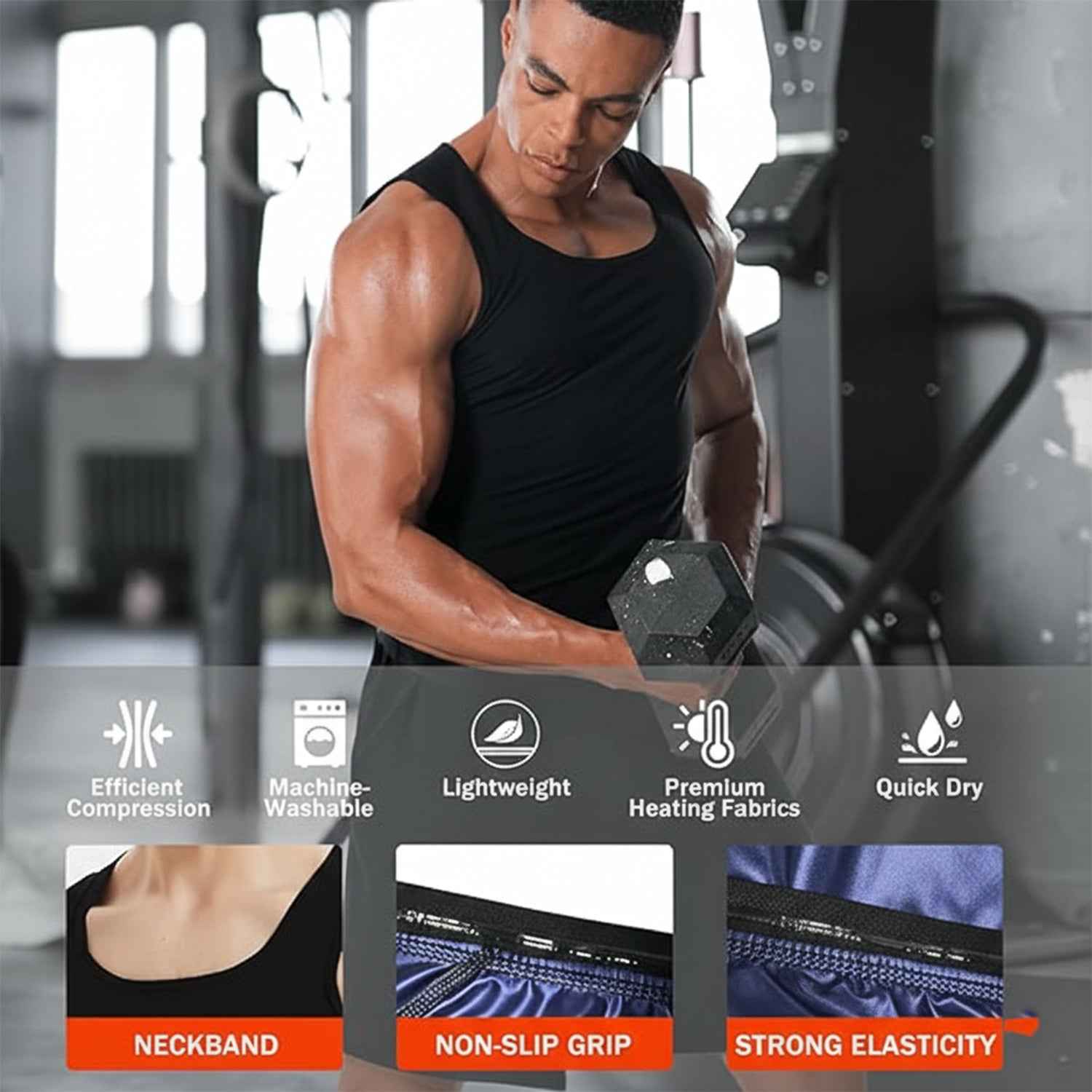 Men's Sweat Shaper Tank Top – Slim Fit Neoprene Vest for Weight Loss