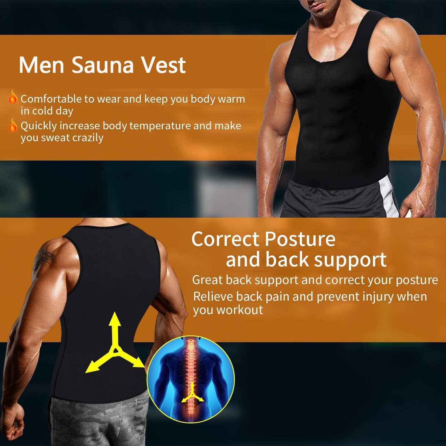 Men’s Sweat Shaper Tank Top – Slim Fit Neoprene Vest for Posture & Sweat Boost