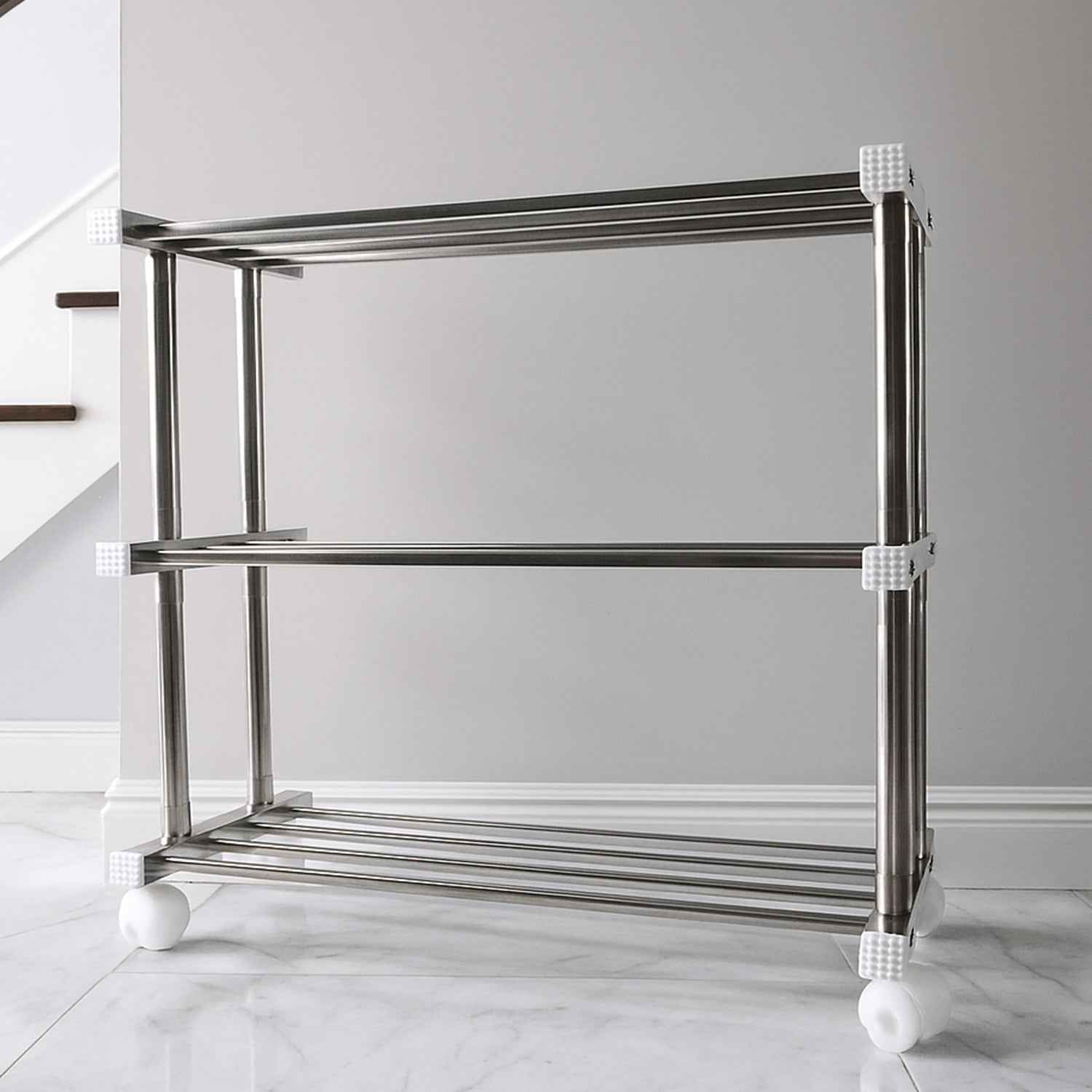 3-Layer Stainless Steel Shoe Rack – Durable & Space-Saving Organizer